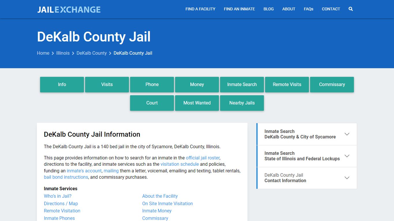 DeKalb County Jail, IL Inmate Search, Information